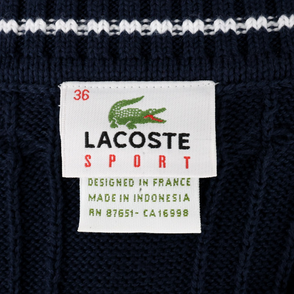 Lacoste Sport Sweater Dress Womens 6 US Navy Blue Orange Trim Nautical Preppy - Picture 3 of 13